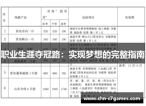 职业生涯夺冠路：实现梦想的完整指南